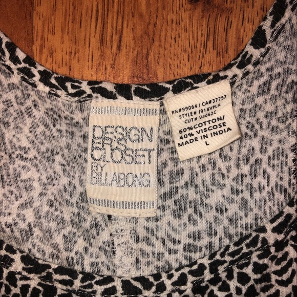 Oversized Billabong black & white animal leopard print tank top racerback - Picture 2 of 4